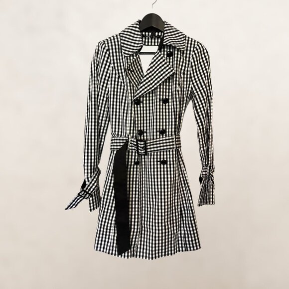 White House Gorgeous Blk/Wht Gingham Trench coat (NEW) - Picture 4 of 5